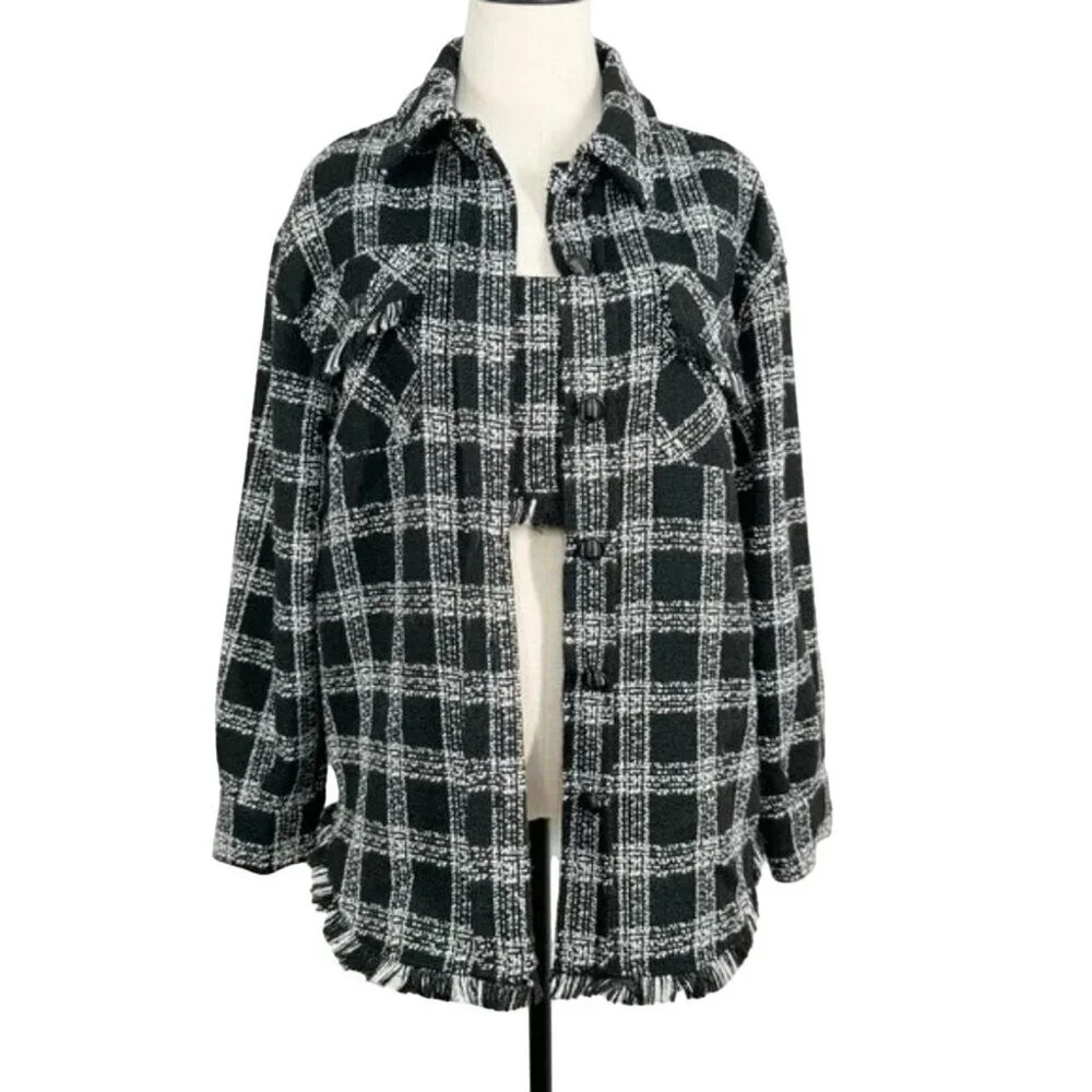 House of Harlow 1960 Tweed Crop Top Shacket Set Size Small